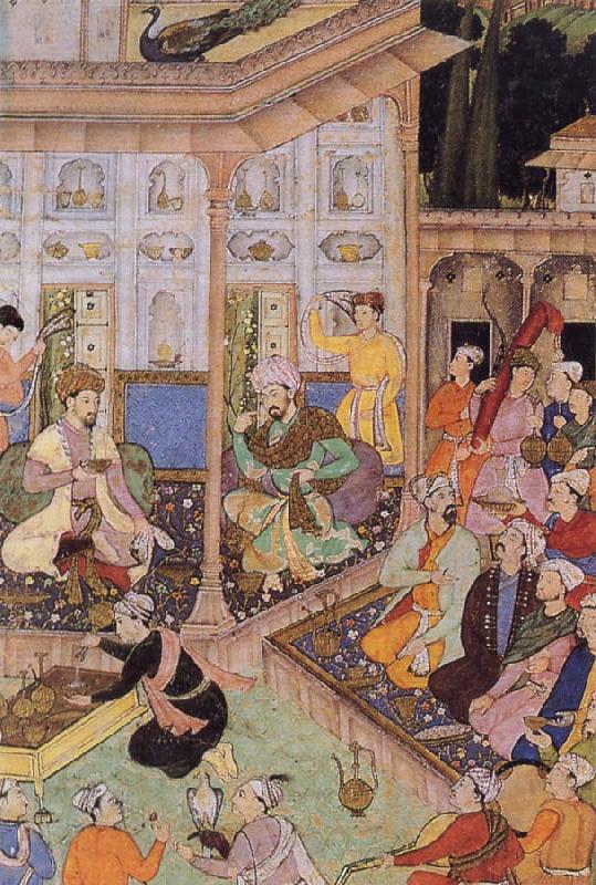 unknow artist Babur,prince of Kabul,visits his cousin prince Badi uz Zaman of Herat in 1506 oil painting image